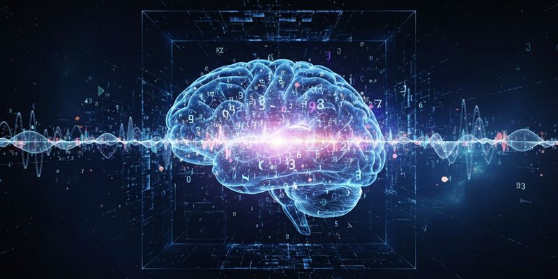 Jezična matrica – ilustracija mozga i neuronskih mreža koje prikazuju kako jezik oblikuje misli, percepciju i stvarnost