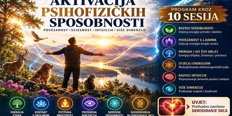 Aktivacija psihofizičkih sposobnosti – razvoj senzibilnosti, intuicije, svjesnosti i povezanosti s prirodom kroz 10 sesija.