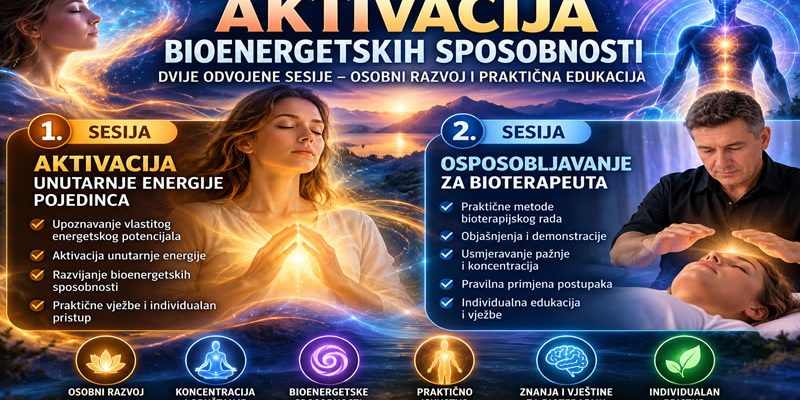 Aktivacija bioenergetskih sposobnosti kroz dvije sesije – aktivacija unutarnje energije i osposobljavanje za bioterapeuta